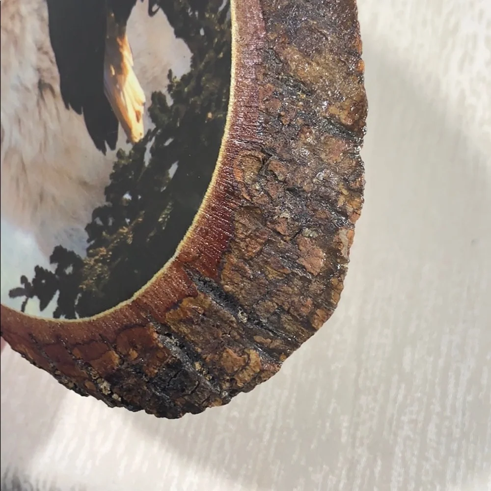 Vintage Wooden Eagle & Wolf Wall Plaque